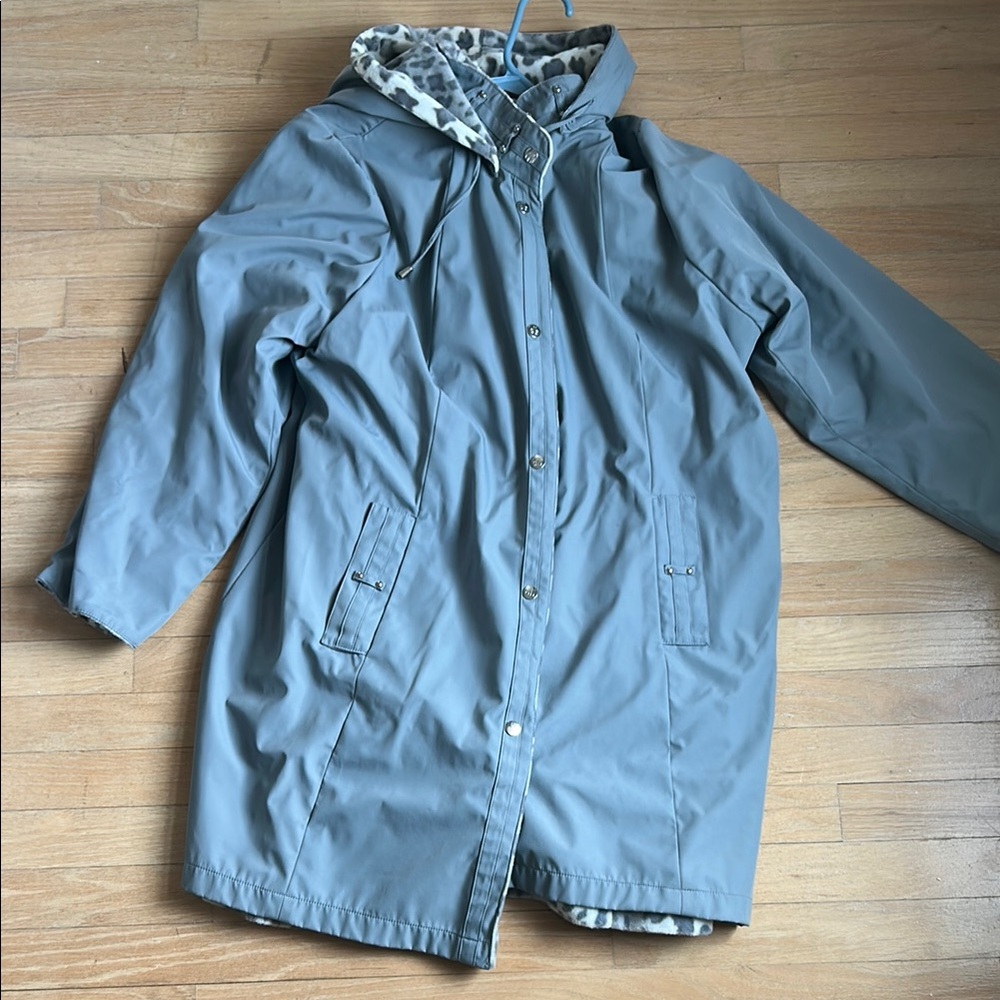 Dennis Basso Gray Utility Jacket with Hood